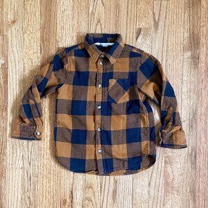 H&M | Toddler Boys' Flannel Buffalo Check Button-Down Long-Sleeve Shirt